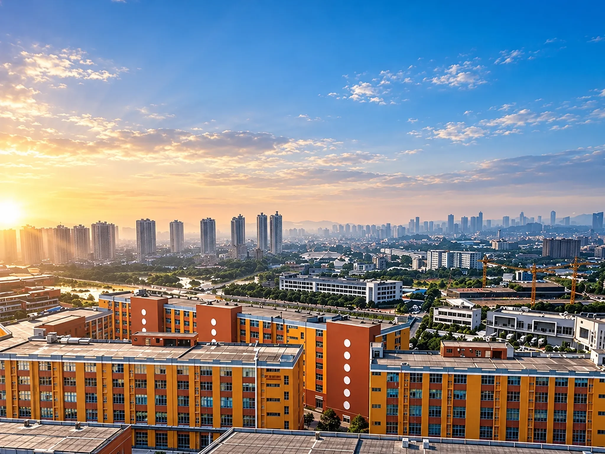 Foshan urban manufacturing district landscape; location context image