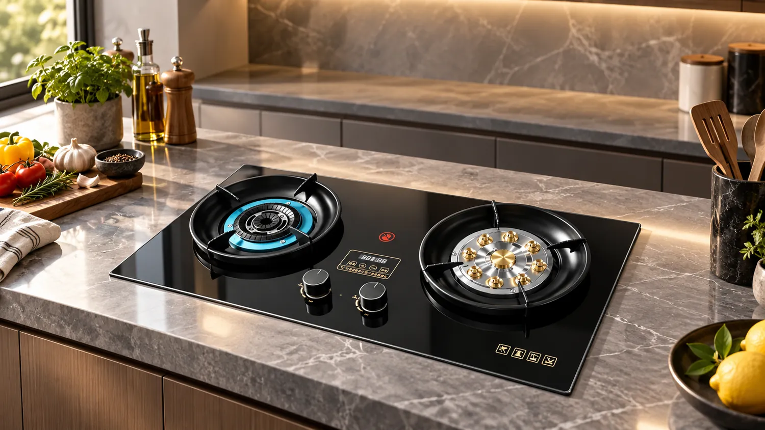 Gas stove burner components in a professional product review setting